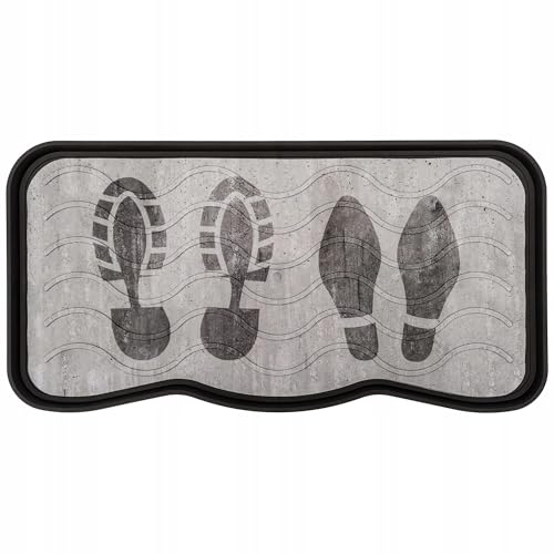 e-floor Schuhabtropfschale gedruckt | Let it Snow | 38cm x 75cm | Footprints | Schuhmatte | Schuhablage | Schuhunterlage | Abtropfschale für Schuhe Regen Herbst Winter | Anti-Rutsch | Napfunterlage von e-floor