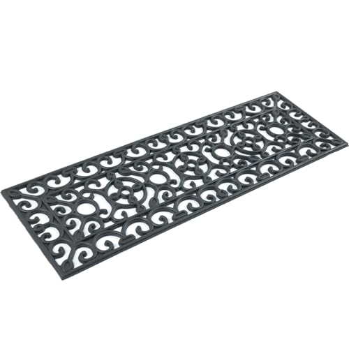 e-floor Treppenmatten Outdoor Stufenmatten aus Gummi Teppich außen - 2er Set Treppenstufen Matten 25x75 cm Schwarz rutschfest - Gummistufenmatte Antirutschmatten - Gummimatte von e-floor
