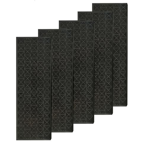 e-floor Treppenmatten Outdoor Stufenmatten aus Gummi Teppich Außen - 5er Set Treppenstufen Matten 24x73 cm Schwarz rutschfest - Gummistufenmatte Antirutschmatten - Gummimatte mit Rand Geometrisch von e-floor