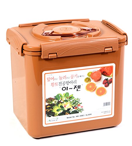 E-Jen Premium Kimchi, Sauerkraut-Behälter, probiotische Gärung mit innerem Vakuumdeckel, Steingut, Braun, 11,5 l von e-jen