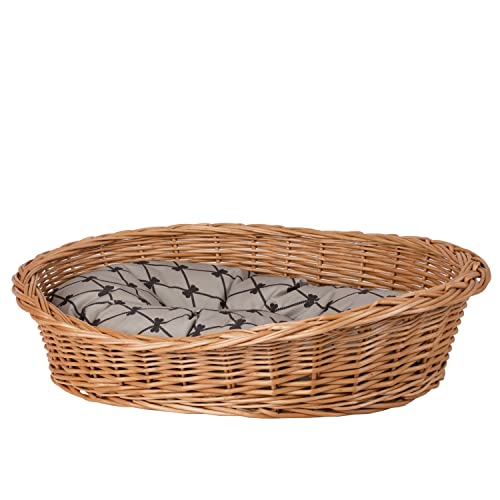 e-wicker24 Hundekorb aus Weide in Naturfarbe, Tierkorb, Katzenkorb (50x36 H16, Beige) von e-wicker24 Alles aus Weide