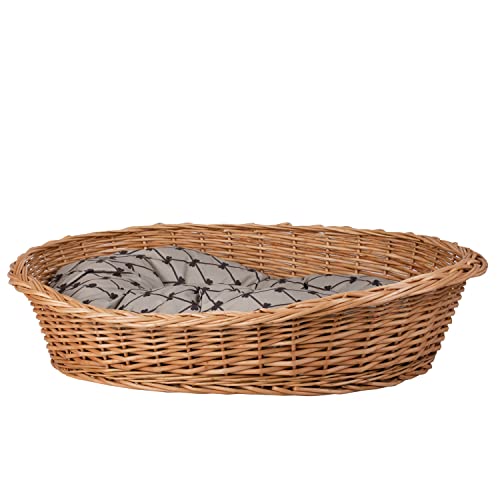 e-wicker24 Hundekorb aus Weide in Naturfarbe, Tierkorb, Katzenkorb (60x43 H19, Beige) von e-wicker24 Alles aus Weide