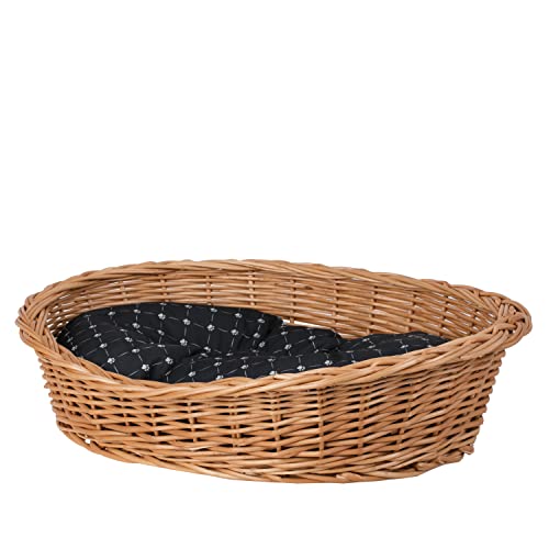 Hundekorb aus Weide in Naturfarbe, Tierkorb, Katzenkorb (80x60 H26, Schwarz) von e-wicker24 Alles aus Weide