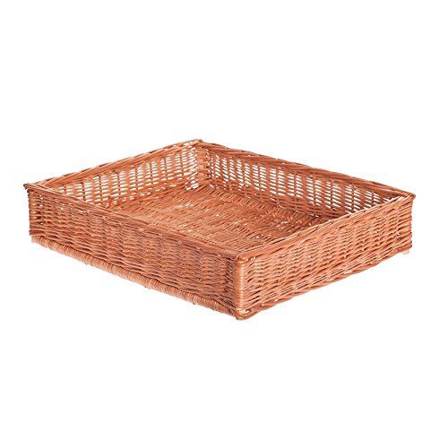 e-wicker24 Präsentationsständer aus graubraunem Weidengeflecht, Korb, Box, Aufbewahrungskorb (60 x 50 cm, Höhe 12, Natur) von e-wicker24 Alles aus Weide