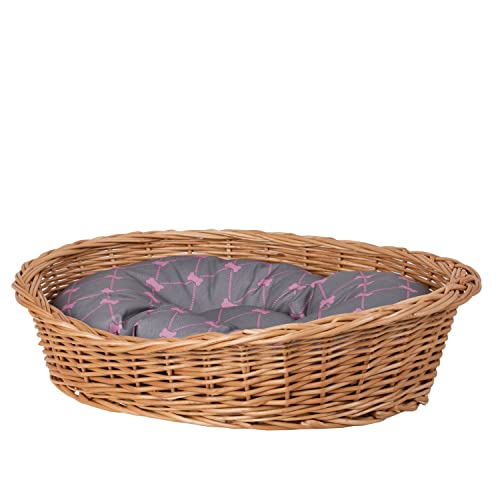 e-wicker24 Alles aus Weide Hundekorb aus Weide in Naturfarbe Tierkorb aus Korbgeflecht Katzenkorb Tierbett mit Kissen Hundebett Katzenbett von e-wicker24 Alles aus Weide