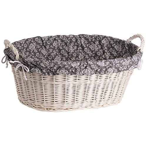 e-wicker24 Alles aus Weide Ovale Weidenschüssel in Beige, Wäschekorb aus Weide, Weidenwanne in Weiß, Weidenkorb in Wanneform von e-wicker24 Alles aus Weide
