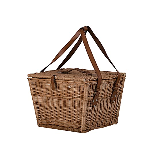 e-wicker24 Alles aus Weide Picknickkorb aus Weide XXL Weidenkorb mit dem Deckel großer Aufbewahrungskorb für Obst und Gemüse Proviantkorb Essenskorb Ausflugskorb geflochten von e-wicker24 Alles aus Weide
