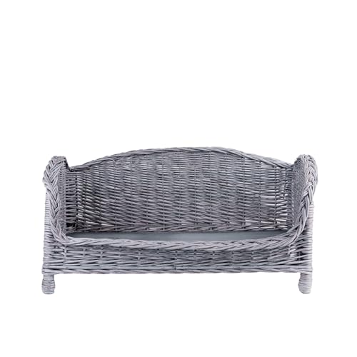e-wicker24 Alles aus Weide Tierkorb Hundekorb Lager aus Weide für Hund Katze Liegestuhl für Tiere Katzenlager Hundlager Hundebett Katzenbett (Grau, 74x52 H39) von e-wicker24 Alles aus Weide