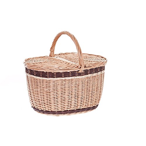e-wicker24 Picknickkorb aus Weide Weidenkorb mit dem Deckel großer Aufbewahrungskorb für Obst und Gemüse Proviantkorb Essenskorb Ausflugskorb geflochten (42x32 H24/40, Natur) von e-wicker24 Alles aus Weide