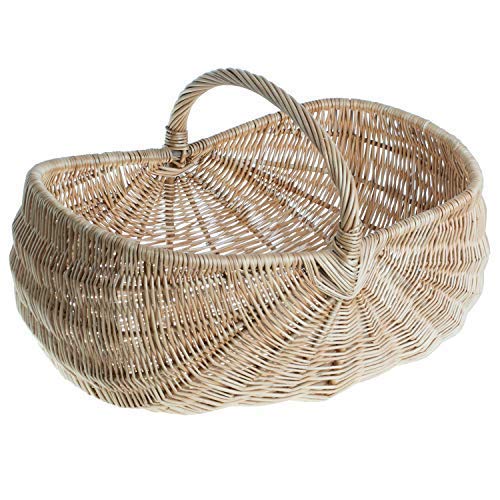 Großer Vollweidener Kaminkorb/Gartenkorb, naturfarbiger Kaminkorb aus Weide, Weidenkorb für Kaminholz, Kaminkorb von e-wicker24