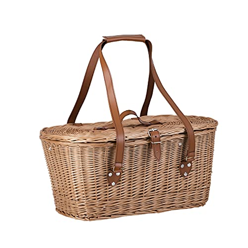 e-wicker24 Alles aus Weide Picknickkorb aus Weide XXL Weidenkorb mit dem Deckel großer Aufbewahrungskorb für Obst und Gemüse Proviantkorb Essenskorb Ausflugskorb geflochten von e-wicker24 Alles aus Weide