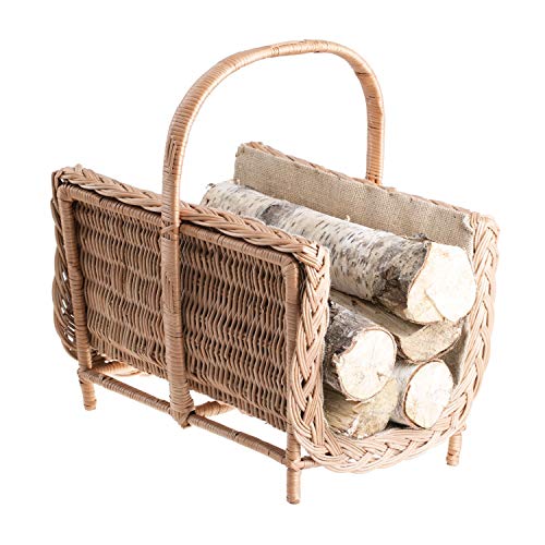 Vollweidener Kaminkorb, naturfarbiger Kaminkorb aus Weide, Weidenkorb für Kaminholz, Kaminkorb von e-wicker24