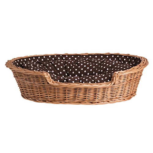 e-wicker24 Lager aus Weide für Hund/Katze mit weichen Kissen Liegestuhl für Tiere Katzenlager/Hundlager Hundebett/Katzenbett Tierkorb Hundekorb geflochten Liegeplatz von e-wicker24