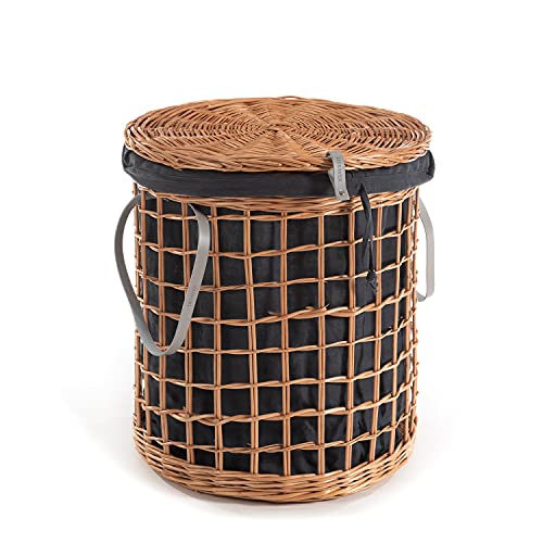 e-wicker24 Alles aus Weide DESAYER WEIDEN WÄSCHEKORB MIT DECKEL UND LEINENSACK GRAPHIT, KORB MIT GRIFFEN, HANDGEWEBT, GRÖßENWAHL, NATÜRLICH, ÖKOLOGISCH, EINZIGARTIG von e-wicker24 Alles aus Weide