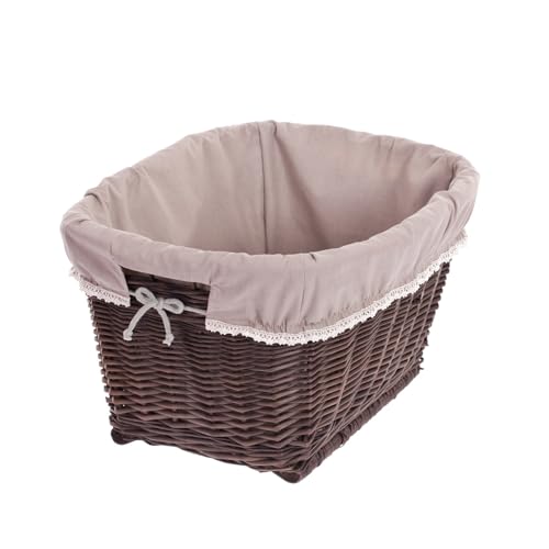 e-wicker24 Alles aus Weide Wäschekorb aus Weide, Puff, retro Wäschekorb, Vintage Stil, weißer Korb mit einem Stoff besetzt, Kaminkorb, Spielzeugbehälter e-wicker24 Alles aus Weide Wäschekorb aus Weide, Puff, retro Wäschekorb, Vintage Stil, weißer Korb mit einem Stoff besetzt, Kaminkorb, Spielzeugbehälter von e-wicker24