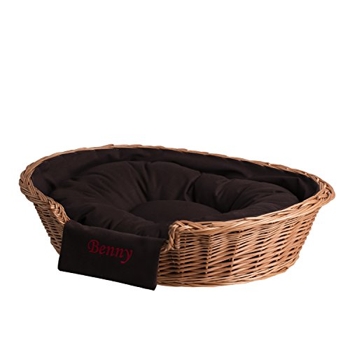 e-wicker24 Lager aus Weide für Hund Katze mit Weichen Kissen Liegestuhl für Tiere Katzenlager Hundlager Hundebett Katzenbett 60x43 H16 von e-wicker24 Alles aus Weide