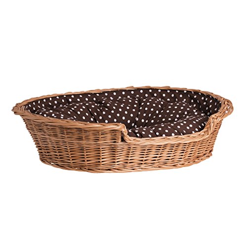 e-wicker24 Lager aus Weide für Hund Katze mit Weichen Kissen Liegestuhl für Tiere Katzenlager Hundlager Hundebett Katzenbett 60x43 H16 von e-wicker24 Alles aus Weide