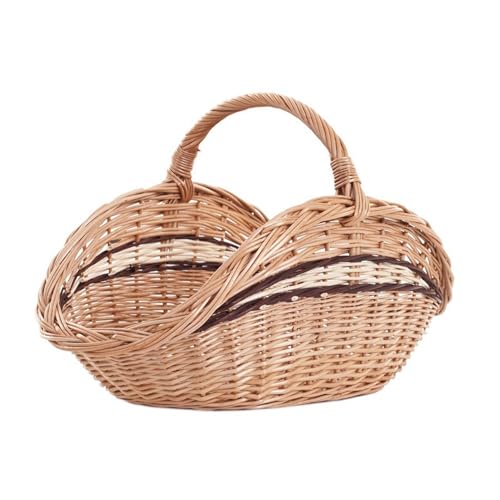 e-wicker24 Alles aus Weide Vollweidener Kaminkorb, Kaminkorb aus Weide, naturfarbiger Weidenkorb für Kaminholz, Kaminkorb mit Tragegriff Holzkorb (50) von e-wicker24