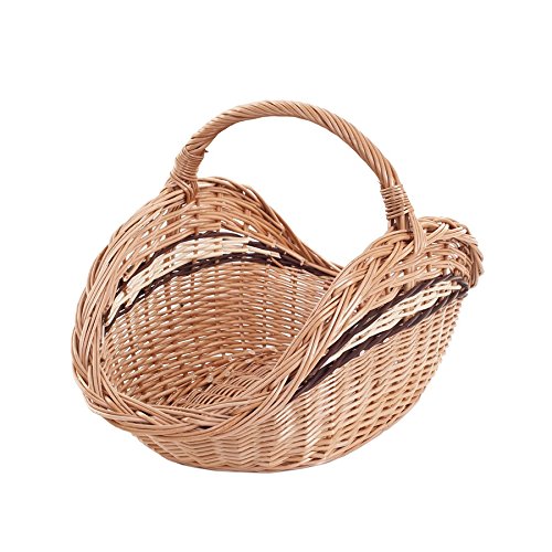 e-wicker24 Vollweidener Kaminkorb, Kaminkorb aus Weide, naturfarbiger Weidenkorb für Kaminholz, Kaminkorb mit Tragegriff Holzkorb (57) von e-wicker24