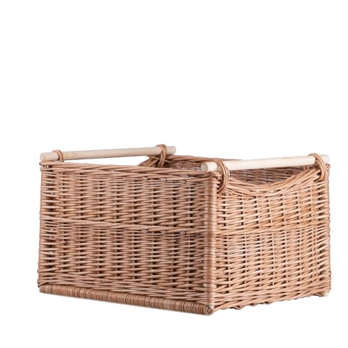 e-wicker24 Weidenkorb, Korb, Box, Aufbewahrungsbox, Weidenkorb (Rechteckiger Korb mit Holzgriffen) von e-wicker24