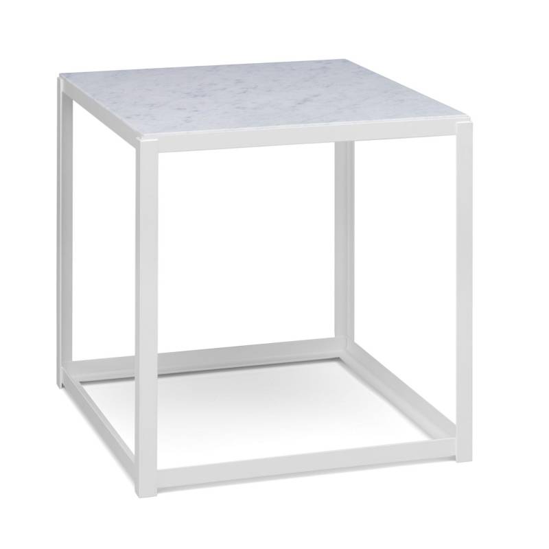 e15 - FK12 FortyForty Beistelltisch stapelbar Marmor - signalweiß/Marmor Bianco Carrara/BxTxH 40x40x40cm/1x Einlegeboden herausnehmbar 38x38x1,9cm von e15