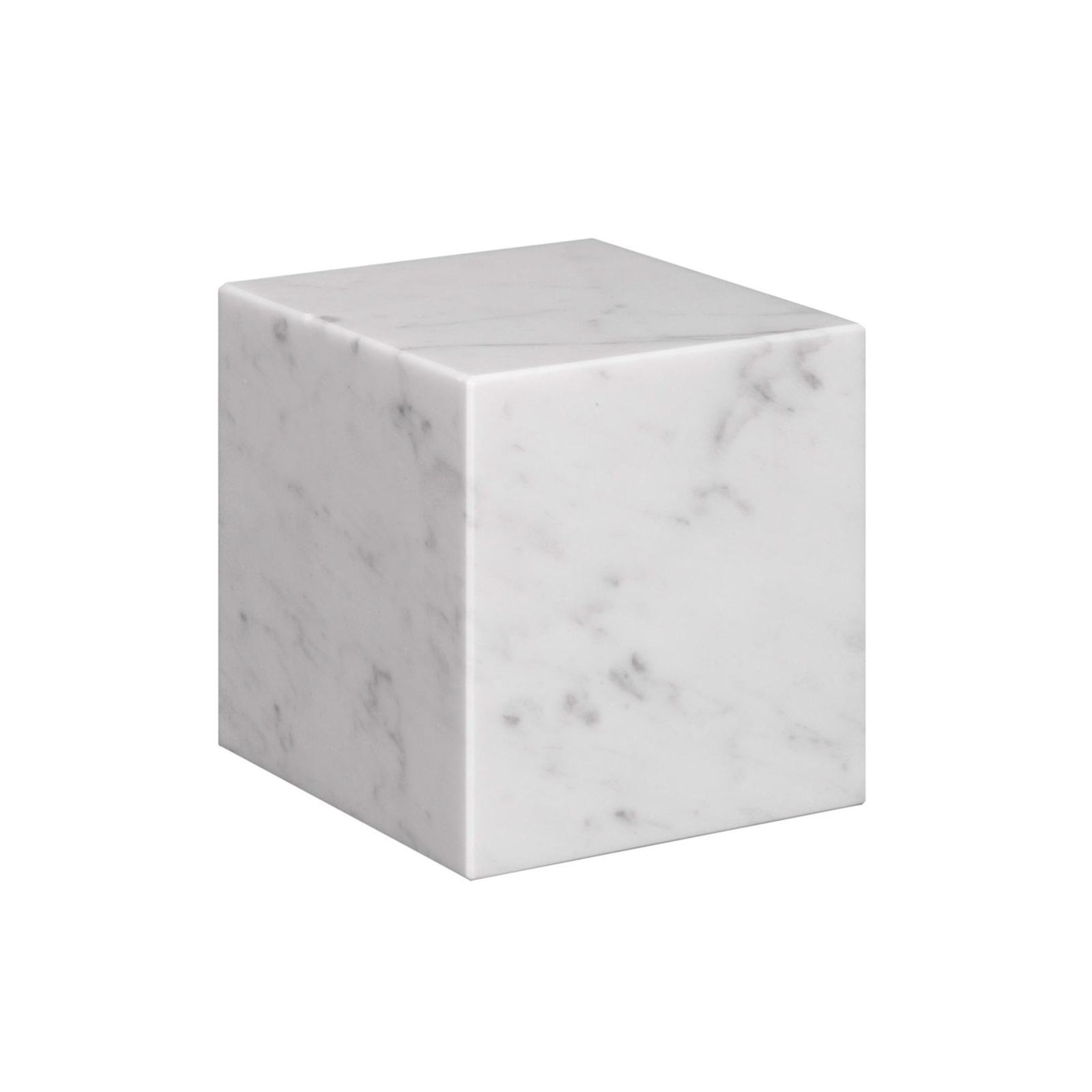 e15 - Stop Buchstütze H 10cm - weiß/Marmor Carrara/LxBxH 10x10x10cm von e15