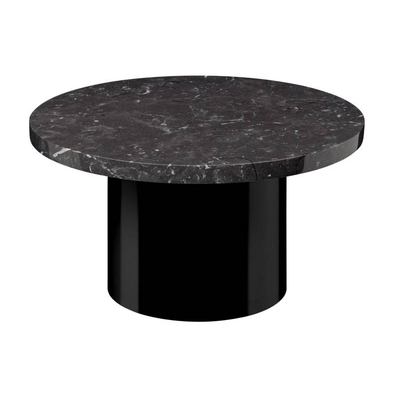 e15 - e15 CT09 Enoki Beistelltisch - schwarz/Tischplatte Marquina Marmor/H:30cm x Ø55cm /Gestell schwarz von e15