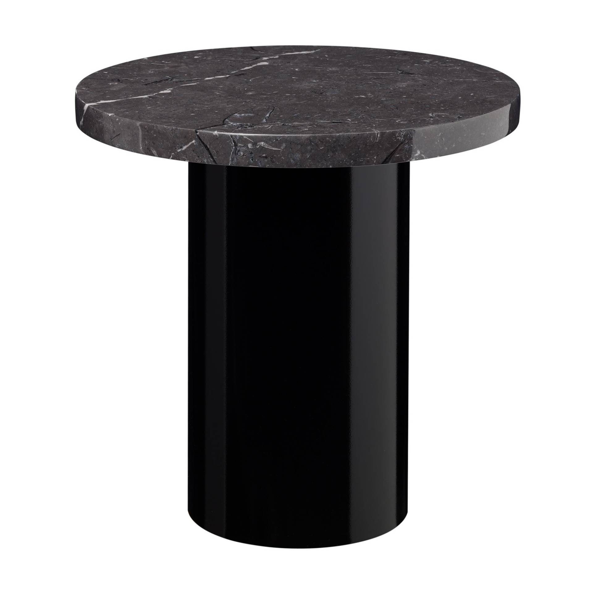 e15 - e15 CT09 Enoki Beistelltisch - schwarz/Tischplatte Marquina Marmor/H:40cm x Ø40cm /Gestell schwarz von e15