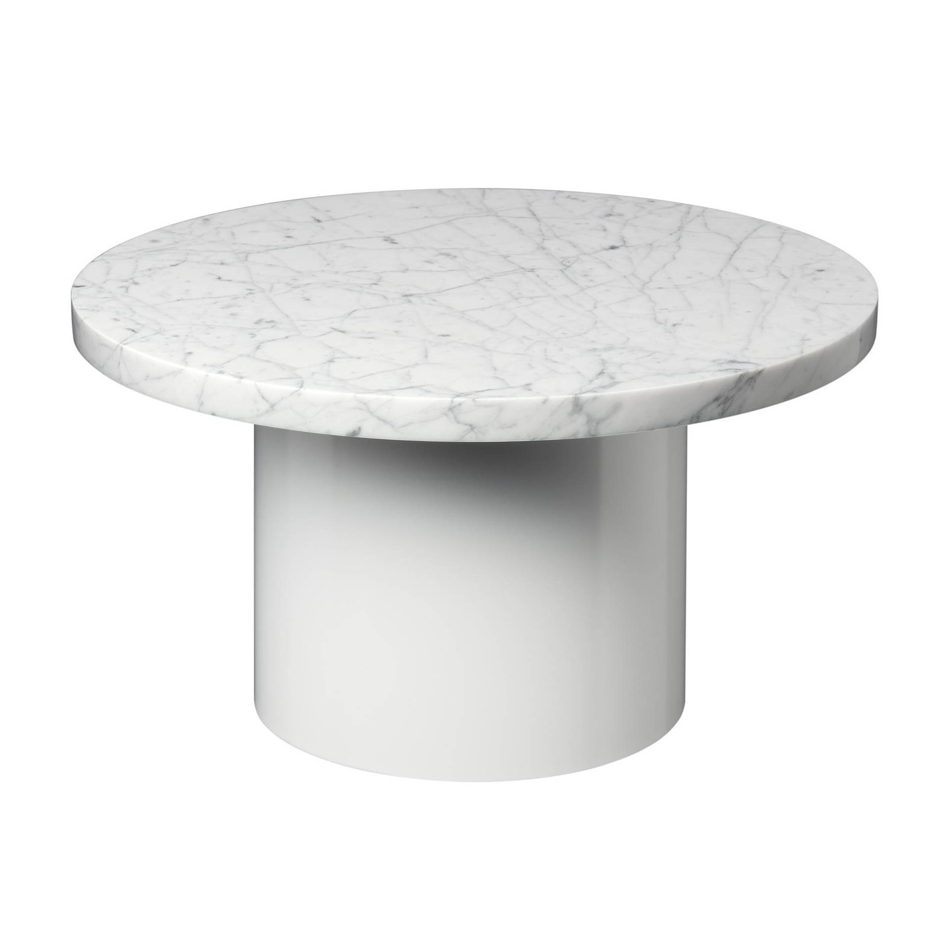 e15 - e15 CT09 Enoki Beistelltisch - weiß/Tischplatte Carrara Marmor/H:30cm x Ø55cm /Gestell weiss von e15