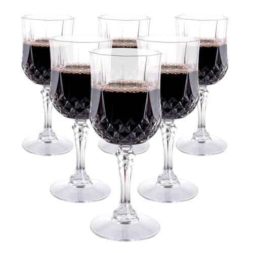 alpina Weingläser Set Kunststoff 6 Stück - 200ml Plastik Weingläser - Weinglas mit Kristalleffekt - Plastikbecher Mehrweg - Geeignet für Softdrinks, Rot- und Weißwein - Handwaschbar - Transparent von alpina