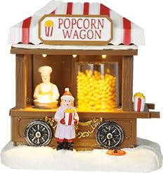 Weihnachtsdorf/-Szene: Popcornautomat mit LED Beleuchtung, bewegenden Popcorns, batteriebetrieben von e4fun