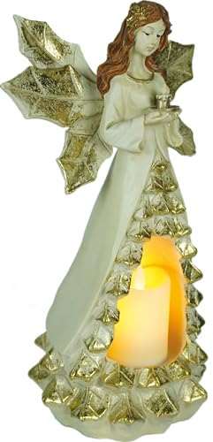 e4fun Weihnachtsdorf/-Szene: Weihnachtsengel mit LED Licht, batteriebetrieben, Batterie inkludiert, C10 von e4fun