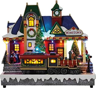 e4fun Weihnachtsdorf/-Szene: Zug mit LED Beleuchtung, Musik und fahrendem Zug, inklusive Netzadapter von e4fun