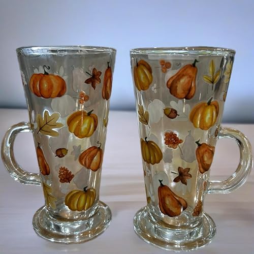 eBoutik Set mit 2 Herbst-Kürbis-Glas-Latte-Tassen mit Griff, große Latte-Espresso-Eiskaffeetasse für Heißgetränke, Tee und Kaffee, Cappuccino, für Halloween, Thanksgiving usw eBoutik Set mit 2 Herbst-Kürbis-Glas-Latte-Tassen mit Griff, große Latte-Espresso-Eiskaffeetasse für Heißgetränke, Tee und Kaffee, Cappuccino, für Halloween, Thanksgiving usw von eBoutik