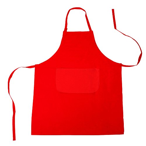 eBuyGB 2 Stück Full Küche Schürze mit Fronttasche, Baumwolle, rot, 10er-Pack von eBuyGB