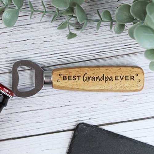 eBuyGB Best Grandpa Ever, gravierter Holz-Flaschenöffner, bester Opa Bierflaschenöffner, Vatertagsgeschenke, Geburtstagsgeschenk für Ihn - Design #2 von eBuyGB