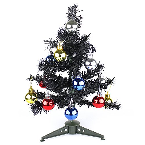 eBuyGB Künstlicher Mini-Weihnachtsbaum mit Kugeln, Schwarz von eBuyGB
