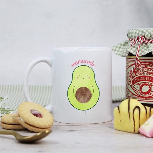 eBuyGB Mamacado Tassen- und Untersetzer-Set, 350 ml Kaffeetasse und quadratischer Untersetzer, Geschenk zum 1. Muttertag von Bump, neue Mutter, Babyparty, werdende Mutter, erste Mama von eBuyGB