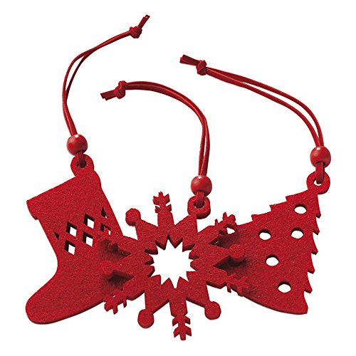 eBuyGB Weihnachtsbaum-Deko-Set zum Aufhängen, Filz, rot, 18,8 x 8.61 X 2.01 cm von eBuyGB