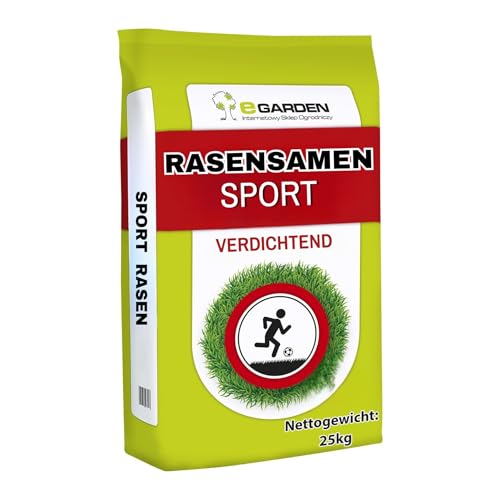 eGraden Sport-Rasen Samen 25 kg – Strapazierfähige & schnell keimende Rasenmischung – Perfekt für Spielflächen & Gärten – 1000m² von eGarden