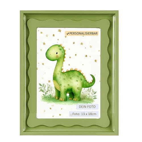eGenuss® Personalisierter Bilderrahmen mit Ihrem Foto – Holzrahmen für Baby oder Kinderzimmer – Geschenk zur Geburt oder Taufe – Wunschmotiv & Tierkreiszeichen – personalisierbar von eGenuss