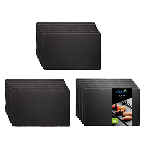 eGenuss 18er-Set Schieferplatten Dessertteller Sushi Geschirr schwarz Teller Schiefer Serviertablett 30x20 cm von eGenuss