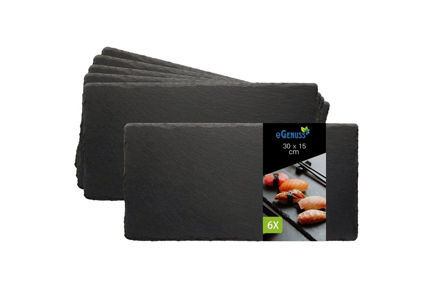 eGenuss Servierplatte Schieferplatten Dessertteller Sushi Geschirr schwarz Teller, Schiefer, (Servierplatten aus Naturstein Schiefer), natürliche raue Oberfläche von eGenuss