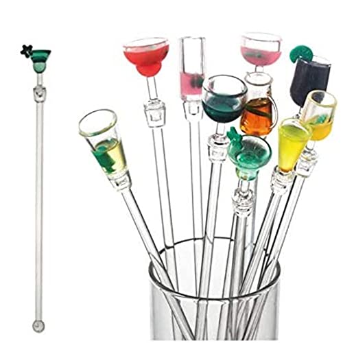 eKsdf 10 Stück Cocktailrührer aus Acryl 23cm bunt Cocktailstäbchen Cocktailspieße Getränke Mischlöffel Rührstab für Party Bar Café Restaurant (Cocktailstäbchen) von eKsdf