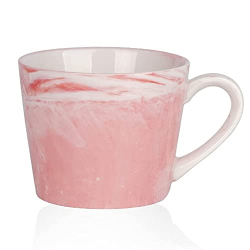 eKsdf Keramik Kaffeebecher mit Griff 300ml Espressotasse Cappuccinotasse Frühstücksbecher Teetasse Porzellanbecher für Büro und Zuhause (Rosa) von eKsdf