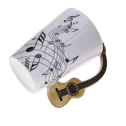 eKsdf Keramik Kaffeetasse mit Gitarre Henkel Personalisierte Tasse Teetasse Kaffeebecher Musiknoten Bedrukt Keramiktasse Geschenk Steingut Tassen 280 ml (Type-1) von eKsdf