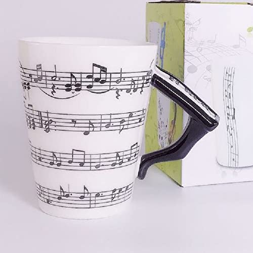 eKsdf Keramik tasse mit Motiv Kaffeebecher Schwarz Kaffeetasse mit Klavier Henkel Musiknoten Bedrukt Tasse Teetasse Erzieherin Geschenk Tasse Personalisiert Trinkbecher 280 ml (Type-3(400ml)) von eKsdf