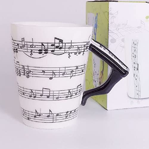 eKsdf Keramiktasse mit Motiv Kaffeebecher Kaffeetasse mit Klavier Henkel Musiknoten bedrukt Teetasse Geschenk Tasse Keramik Trinkbecher 10.2x7.3cm 280ml (Type-3(400ml)) von eKsdf