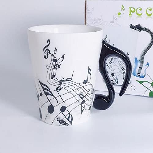 eKsdf Lustige Keramik Kaffeetasse Musik Kaffeebecher mit schwarz Bass förmigen Griffe Porzellan Musik Becher Teetasse Kakaotasse Geschenktasse für Männer Frauen Musikliebhaber (Type-1) von eKsdf