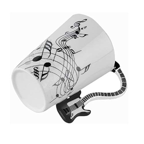 eKsdf Lustige Keramik Kaffeetasse Musik Kaffeebecher mit schwarz Gitarren Henkel Teetasse Kakaotasse Geschenktasse für Männer Frauen (Type-1) von eKsdf